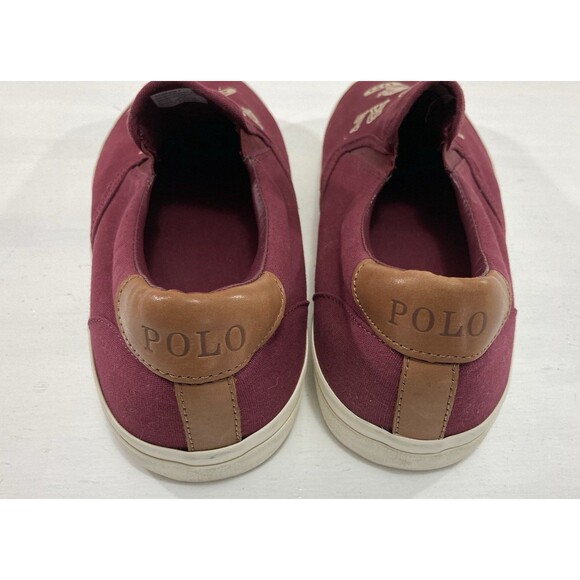 Polo Ralph Lauren Shoes Men’s 14D Maroon Slip-On Tiger Thompson Sneaker Preppy - Picture 3 of 8